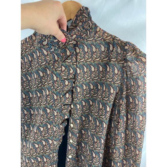 Banana Republic 2 Layer Paisley Print Blouse size small - Picture 2 of 5